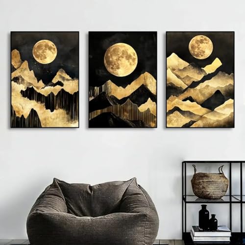 Peinture abstraite lune impression sur toile montagne cadre moderne 20x30