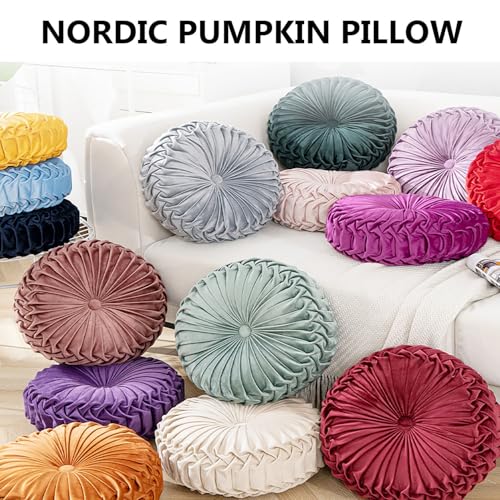 JORTUIO Rundes Dekorativen Kissen, Samt-Meditationskissen Rundes Radform Kissen 35cm,Wird Für Wohnzimmer Sofa, Bett,Stuhl,Boden,Auto, Schlafzimmer(Beige,D: 38cmx10cm)