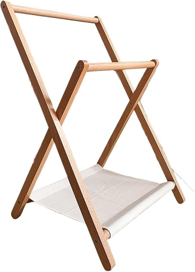 Laundry Drying Rack, Foldable Wooden Clothes Drying Rack Indoor Floor Standing, Space-Saving Multi-Functional Hanging Rack for Home（Natural Wood Colour）