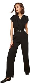 TRENDYOL Damen Trendyol Damen Einfarbig Gewölbt Detailliert Gewebter Jumpsuit Overall
