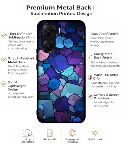 Image of Color Box Design Premium 2D Printed Metal Back Case Cover for Vivo V29E 5G