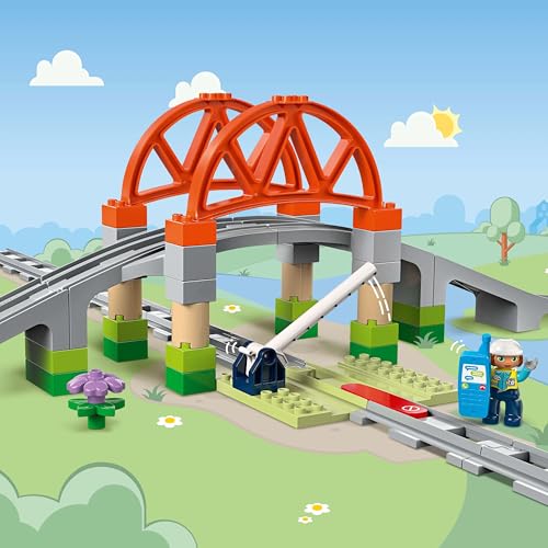 Image of LEGO DUPLO Town Train Bridge and Tracks Expansion Set 10426 Building Blocks Toys for 2+ Gift for Boys and Girls