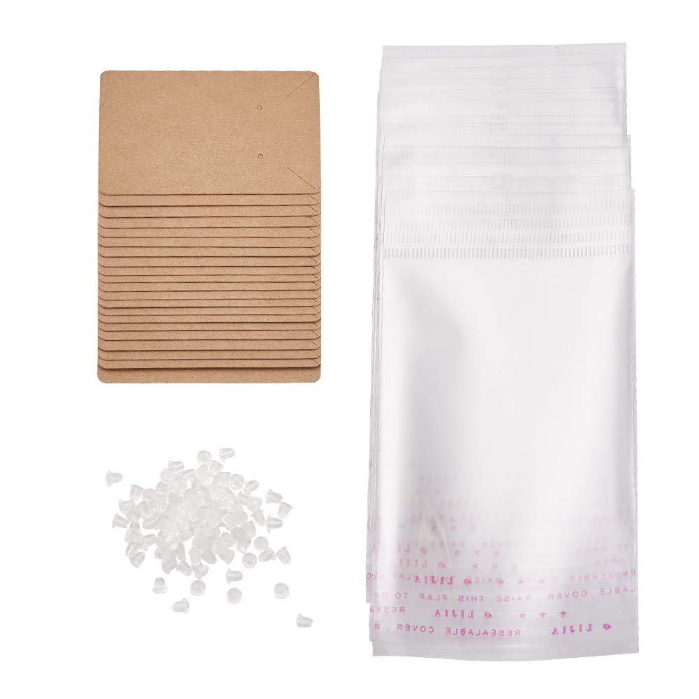 100 Carte Kraft Per Orecchini 5x5 Cm - Con 6 Fori, Per Esposizione E Vendita Fai Da Te, Colore Cachi