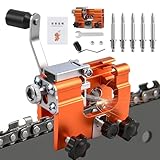 Tragbar Kettensäge Schärfgerät Set Präziser Universal Handkurbeln Kettensägenschärfer mit 30° Winkelführung Und 5 Schleifsteinen, Kettenschleifgerät für 4"-22" Kettenschärfer für Schreiner, Gärtner