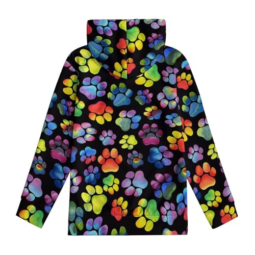 Animal Paws Dog Cat Hoodie Teens Sweatshirts Pullover Hoody Casual Loose Kids Hooded Athletic Shirt Tops 7-18 Years4