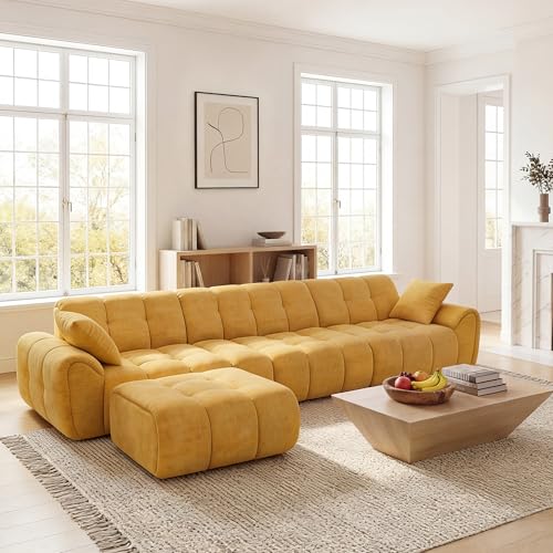 Claiks 118 Boneless Modular Cloud Couch Sectional Couch with Ottoman