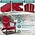 PLUUV Folding Adirondack Chair Set of 2, Hdpe All-Weather Patio Chairs with Cup Holder, Wooden Textured Fire Pit Chairs, Outdoor Chair for Poolside, Backyard, Deck?Red?
