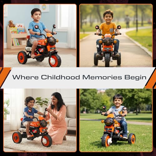Image of PRO KIDS Cruise Rechargeable Electric Kids Bike with Bluetooth, USB, AUX, Music & LED | Ride-On Bike for Boys & Girls (1.5-4 Years) | 6V Battery Powered | Foot Accelerator