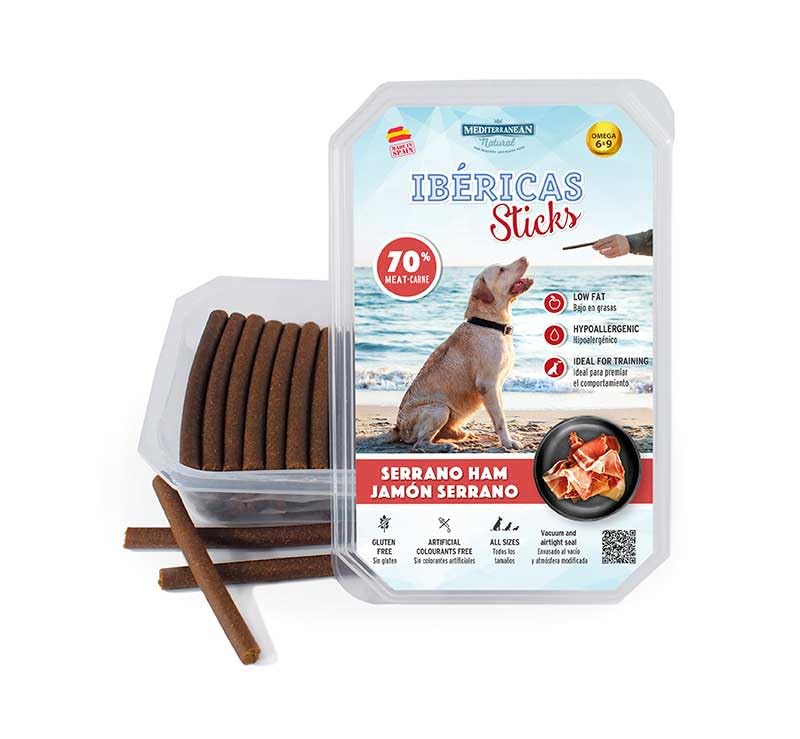 Mediterranean Natual Ibéricas Snacks Saludables para Perros 4 x 800 Gr (Jamón Serrano)