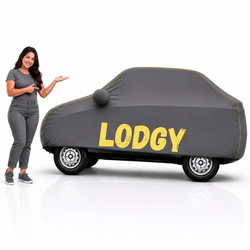 Image of Long-Life 100% Waterproof Lodgy Car Body Cover for Dust & Rain, Compatible with All Models of Lodgy Car Cover, Comes with Bird Droppings, Scratch, UV and Paint Protection - Grey