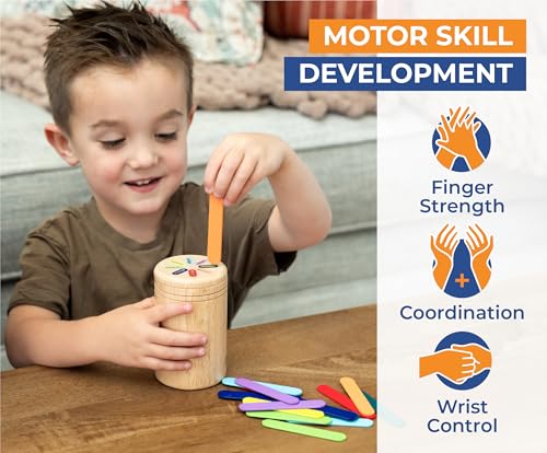 Image of Wooden Montessori Baby Toddler Toys: 3 in 1 Learning Fine Motor Skills Juguetes, Educational Color Sorting Fidget Sensory Toys for Toddlers Boys Girls Gifts Object Permanence Cause and Effect