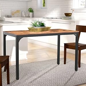 VEIKOU 55" Kitchen Table, Industrial Dining Table for Small Places, Dining Table with Adjustable Foot, Space Saving Small Kitchen Table Computer Desk Study Desk, Rustic Brown VEIKOU 55 Kitchen Table Industrial Dining Table for Small Places Dining Table with Adjustable Foot Space Saving Small Kitchen Table Computer Desk Study Desk Rustic Brown