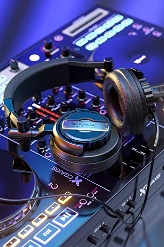 Over Ear Headphones, Sopownic DJ Headphone with 50mm Driver, Professional Monitor Recording, Mixing Foldable Studio Headsets with Stereo Sound for Electric Drum Keyboard Guitar Amp PC