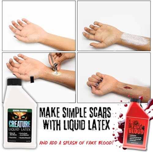 16oz - CLEAR - Creature Liquid Latex, General Purpose Professional Special Effects Liquid Latex