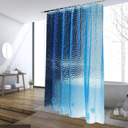 jssablo Blue Shower Curtain Liner, 100% Waterproof EVA 3D Shower Curtains with 3 Duty Heavy Bottom...