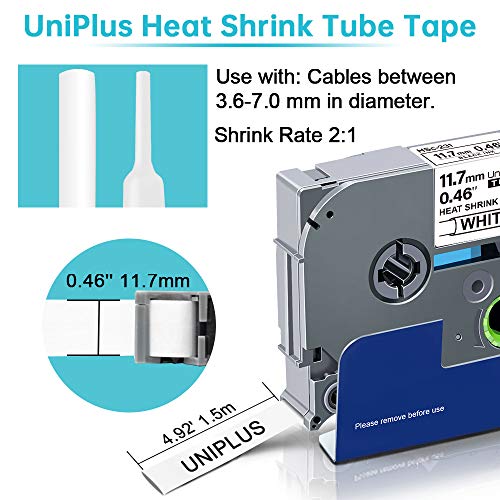 UniPlus-Cinta-Tubo-Termorretractil-Compatible-con-Brother-HS-231-HS231-Cinta-de-Etiquetas-para-Brother-PT-E300-PT-E300VP-PT-E550WVP-PT-P750WVP-117-mm-x-15-m-Negro-sobre-Blanco-3-Pack