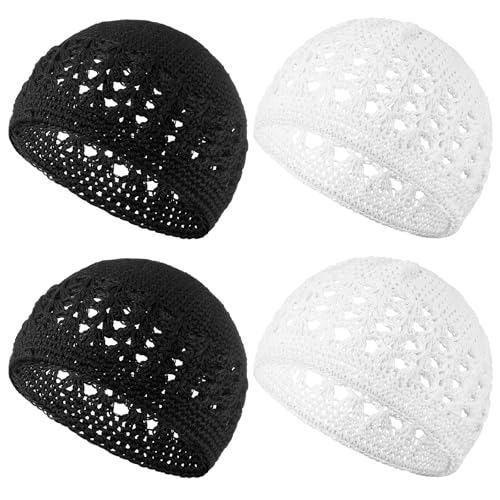 Image of Boyiee Kufi Hat for Men Muslim Knit Kufi Cap Crochet Beanie Skull Beanie African Hat for Men Women