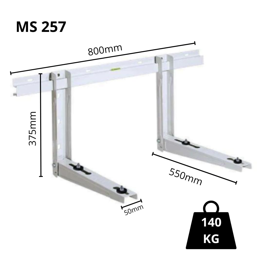 RODIGAS MS 257 800mm/550mm bis 140kg Universal Klimaanlage Wandkonsole für Split Klima Klimaanlage und Heizung Klimageräte Wandhalterung für Klimaanlage und Wärmepumpe