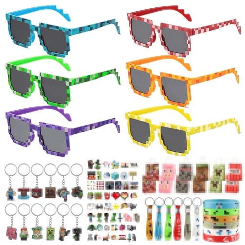 Cadeau anniversaire enfants pixel : lot de 92 jouets et sacs de fête