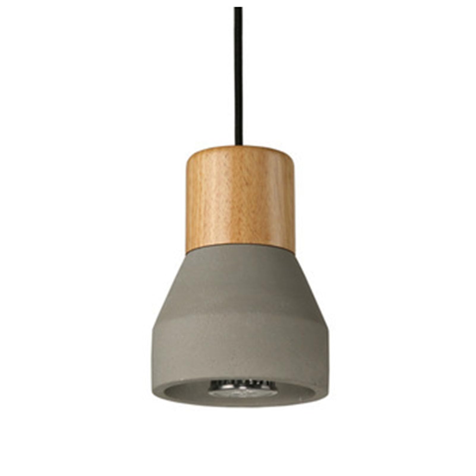 PIKETU Adjustable Height, Battery Operated Pendant Light Fixture, Nordic Style lamp, Wood Ceiling Hanging Powered Bulb,Grey,16 * 12.5cm