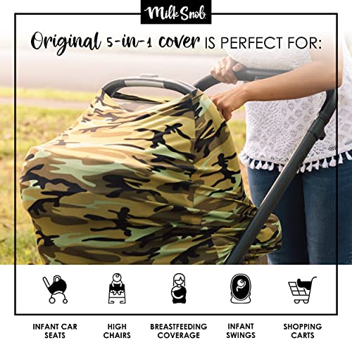Milk Snob Original 5-In-1 Cover - Added Privacy For Breastfeeding, Baby Car Seat, Carrier, Stroller, High Chair, Shopping Cart, Lounger Canopy - Newborn Essentials, Nursing Top, Camo #TOP3