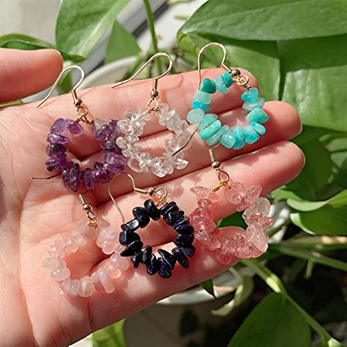 Boucles d'oreilles quartz rose et cristal naturel avec perles de fleur - 7