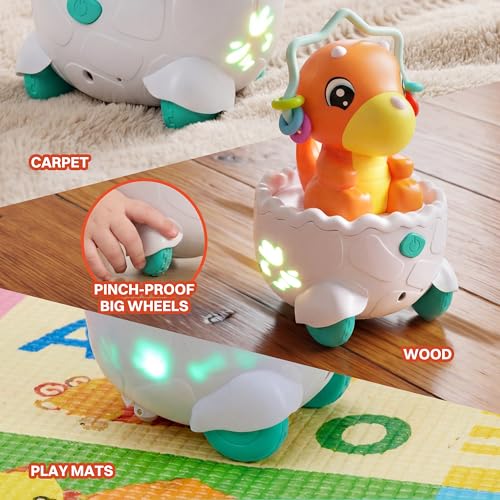 lalalark JOVA 2-in-1 Dinosaur Crawling Baby Toys, Moving Musical Tummy Time Toys with Obstacle Avoidance, Educational Learning Toddler Toys & Light Sound, 1st Birthday Gift for Boys Girls - image 3