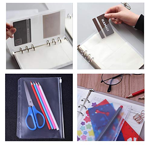 SUNSHINETEK A5 6 Ring Binder Zakken 6 stks Zip Lock Pouch + 2 stks 2 aparte opbergzakken + 2 stks Credit Card Houder… - Image 8