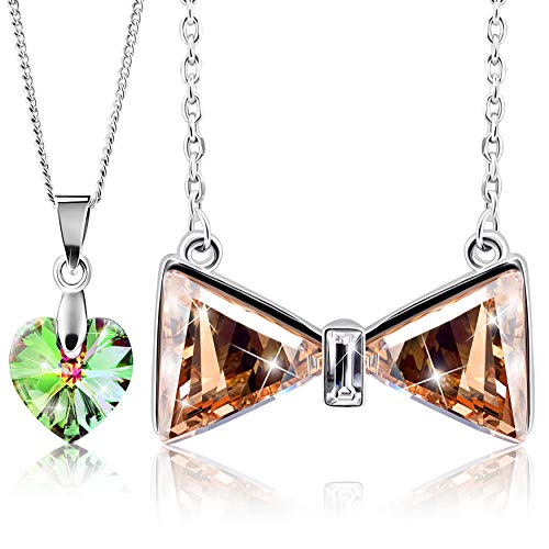 Preisvergleich Produktbild 2Splendid Halsketten-Set, vergoldet, rhodiniert, mit Swarovski-Kristallen, 2 Stück, elegantes Schmuckstück, perfekt für Frauen, Geschenk für alle Anlässe, mit schöner Box