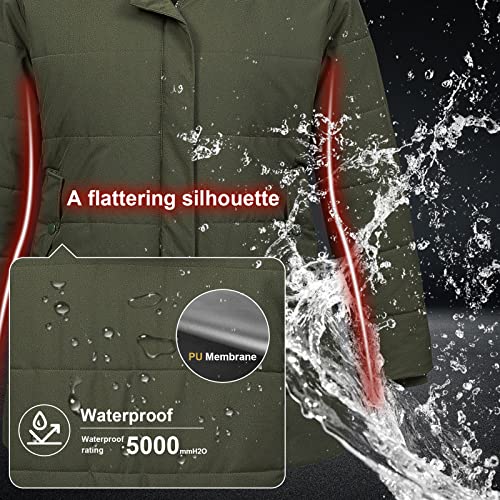 Chrisuno Women's Plus Size Winter Coat Waterproof Long Puffer Jacket Warm Thicken Parka with Removable Fur Hood4