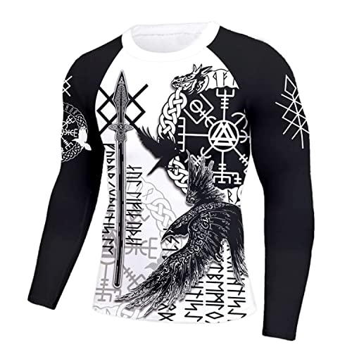 Viking Compression Shirt Long Sleeve Baselayer Skins Rash Guard MMA BJJ Workout Rash Guard Full Size XS-5XL2
