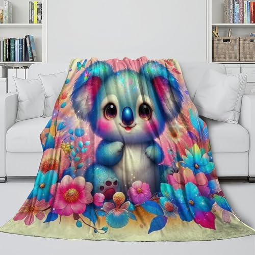 Plaid koala impression 3D jeté de canapé cocooning en peluche douce 127x152cm - 5