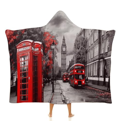 Cape à capuche rouge London Street : le plaid portable de canapé