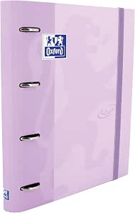 Oxford Classeur A4 Touch Mauve - Couverture Rigide, 4 Anneaux 35mm, Recharge Et Autocollants