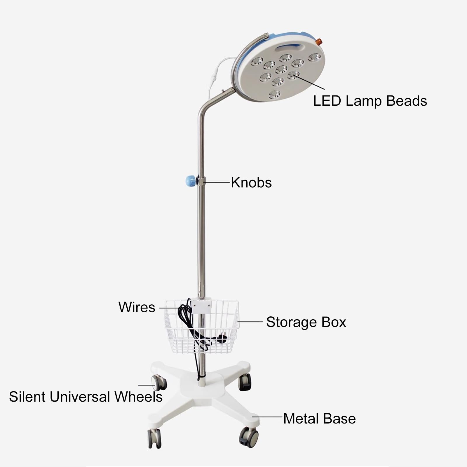 Lámpara de Examen LED, Lámpara Cirugía Menor, Tipo Móvil Lámpara de Examen, Ginecología de Pie Lámpara, Lámpara de Luz Bucal Dental con Rotación de 360°