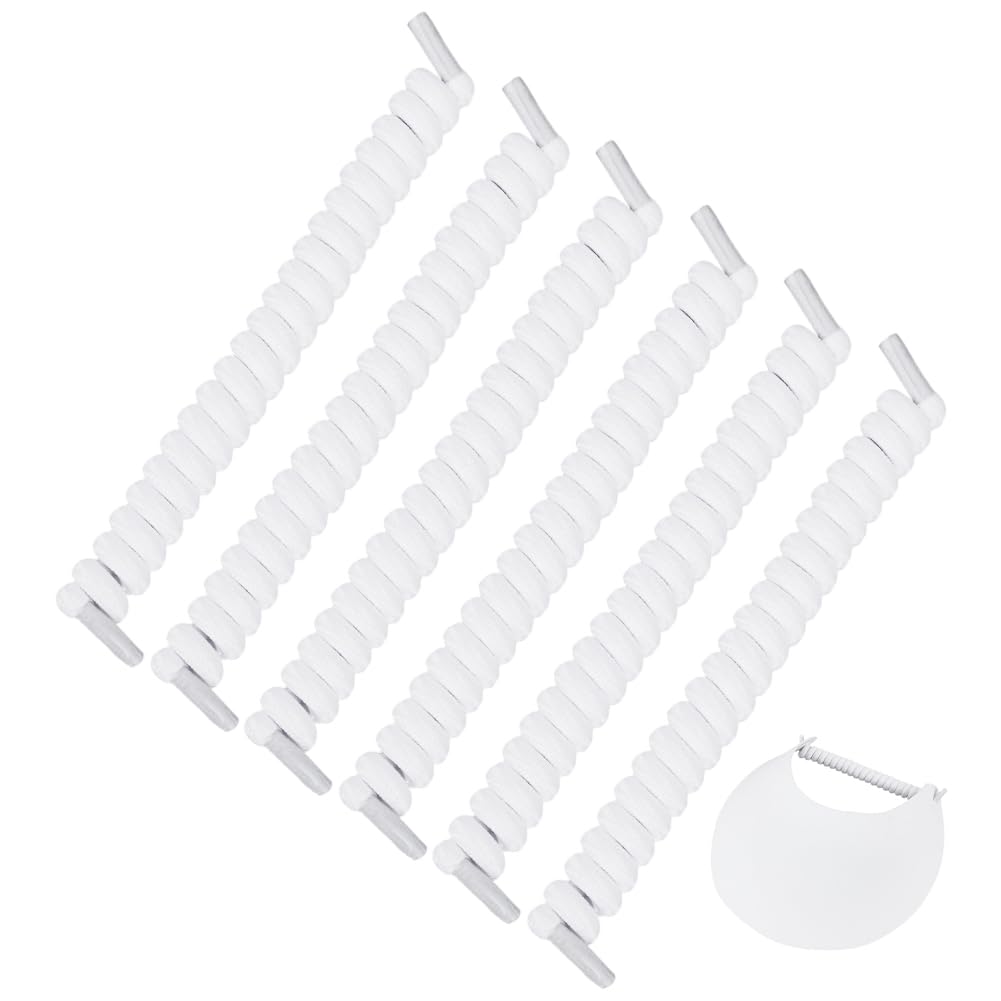 BENECREAT 6 Pairs Sun String Visor Cord, Curly Shoelaces Replacement Elastic Shoe Lace for Foam Sun Hat Sports Shoes