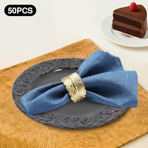 50 placas decorativas redondas negras de plástico, 13 pulgadas miniatura 3