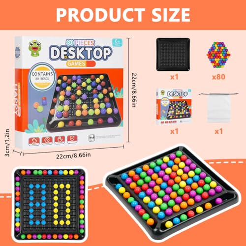 OSDUE Tablero de Ajedrez Intelectual, 80 Piezas Rainbow Ball Elimination Juego de Mesa Doble Duelo, Juegos de Mesa Familiares de Estrategia Juguete Educativo para Familia y Fiestas Varios Jugadores - imagen 2