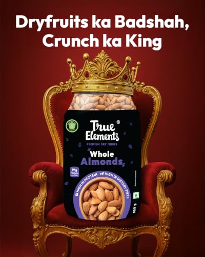 Image of True Elements Almonds 200g - Clean and Premium Almonds | Badam Dryfruits | Healthy and Diet Snacks | Dry fruits for Festive Eating