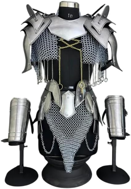 NauticalMart Medieval Armour Steel Brave Lady Armor Tasset & Chainmail Top Corset-Women's Armor Cosplay & Reenactment Costume