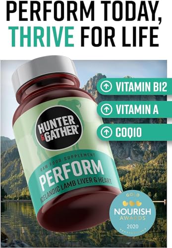 Hunter & Gather Lammleber und Herz Kapseln aus Ganztiernutzung – 90 Kapseln | Grasgefüttertem isländischen Lamm | 100% rohe gefriergetrocknete | Keine GMV-Fütterung, Antibiotika oder Hormone