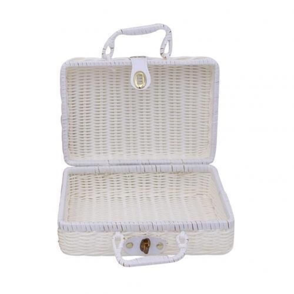 Basket Storage Box Kitchen bedroom Accessories Retro Rattan Picnic Wicker Suitcase with Hand Gift Woven Cosmetic Organization