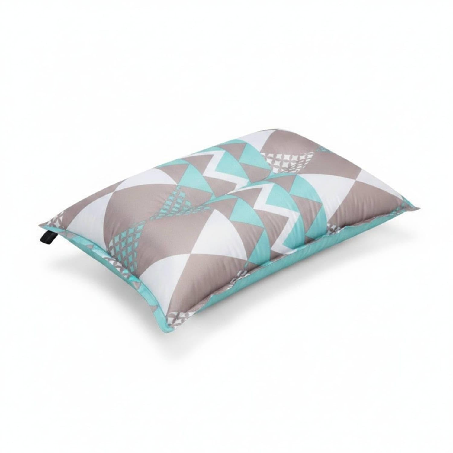 Built-in Valve Self-Inflating Pillow Soft Textile Camping Pillow Drawstring Bag Travel Cushion Compact for Outdoor, Tent, Gray Blue Print-image-16