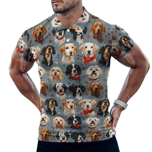 Polo de golf pour homme doux confort anti-transpirant manches courtes chiot
