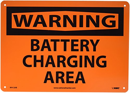 Panneau OSHA Battery Charging Area durable en aluminium rigide orange