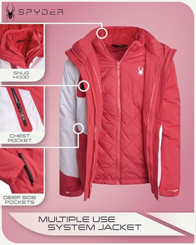 Image of Spyder Girls 3 in 1 System Jacket - Weather Resistant Girls Winter Jacket with Soft Cozy Inner Fleece Outerwear Winter Coats