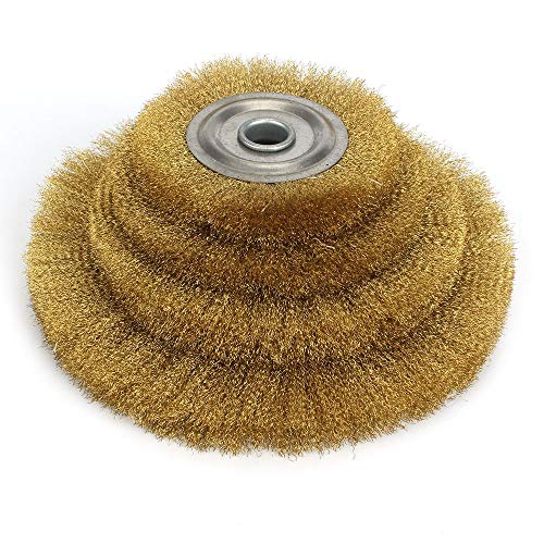 6-Inch Crimped Brass Flat Wheel Brush with 16mm Arbor 1-Pack