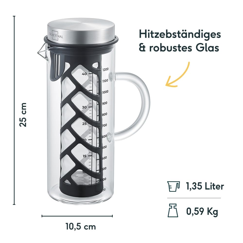 SILBERTHAL Kaffeemühle manuell und Cold Brew Coffee Maker - Genuss Set für Kaffeeliebhaber im Sommer