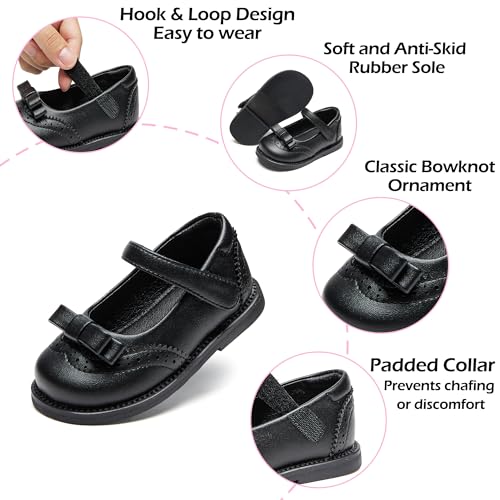 Image of PHIRAMIN Toddler Girl Mary Jane Student Oxford Shoes-Little Girl School Uniform Shoes for Wedding Party