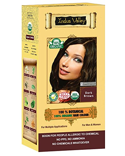 Indus Valley 100% Botanical Dark Brown Semi Permament Hair Dye Color For Allergic Sufferers And For Sensitive Skin-120 Gm